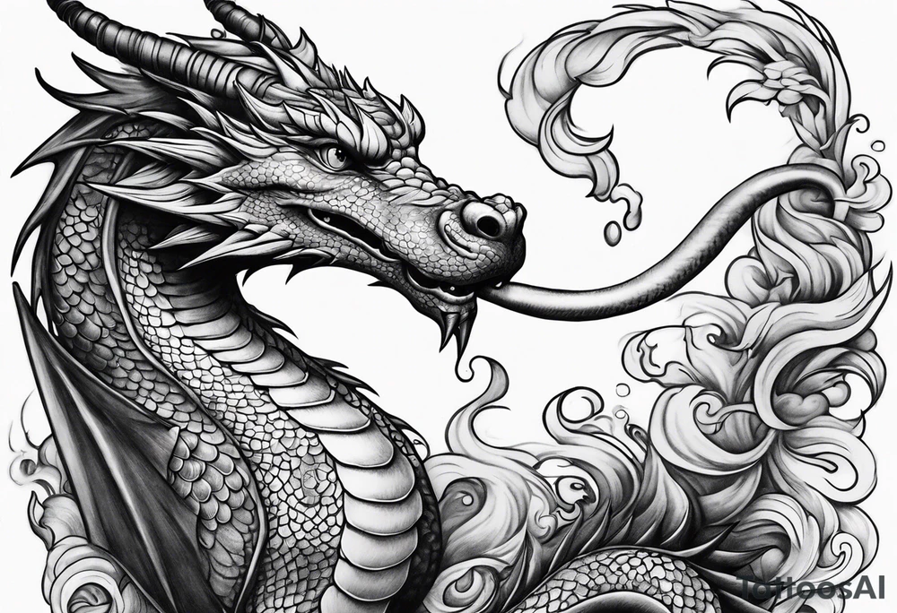 Dragon smoking pipe tattoo idea