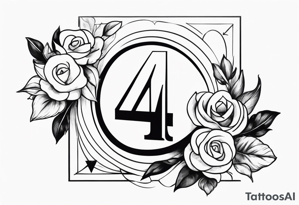 number 4 in a card tattoo idea