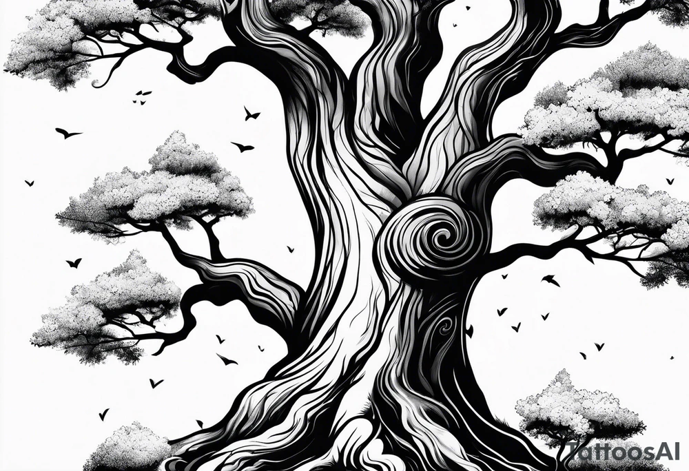 Trees stretching down tattoo idea