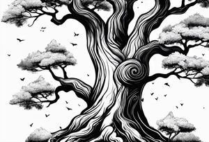 Trees stretching down tattoo idea