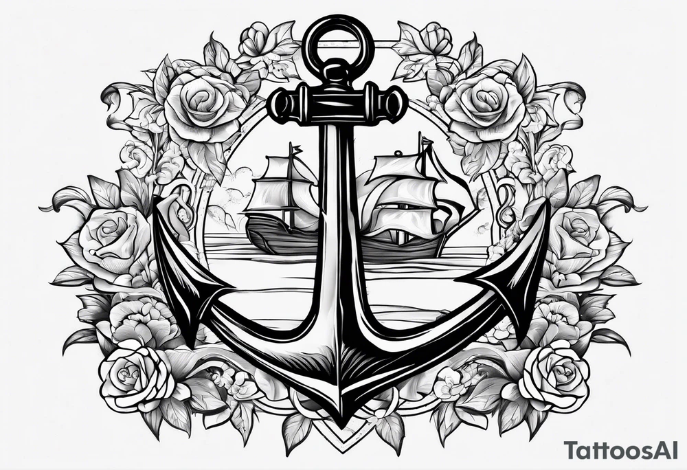 Anchor with ribbon and psalm 23:19 on ribbon tattoo idea
