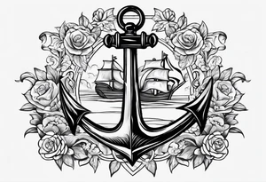Anchor with ribbon and psalm 23:19 on ribbon tattoo idea