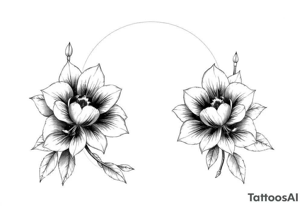 moon-shaped flowers tattoo idea