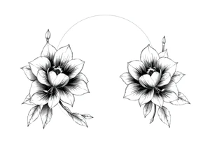 moon-shaped flowers tattoo idea