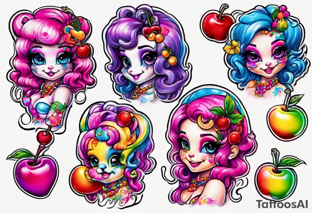 Lisa frank cherry character tattoo idea