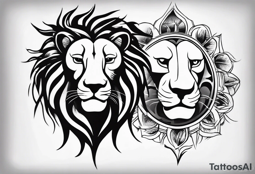 Lion in the sun tattoo idea