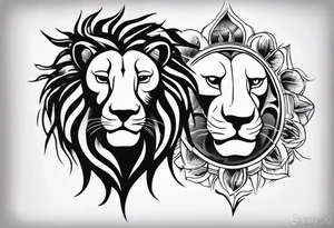 Lion in the sun tattoo idea