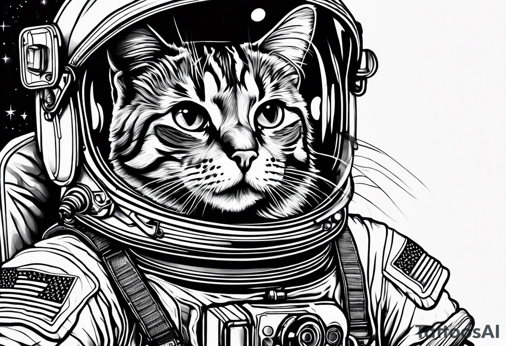 full body astronaut cat tattoo idea