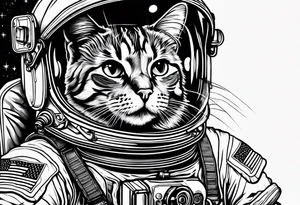 full body astronaut cat tattoo idea