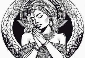 african praying angel tattoo idea