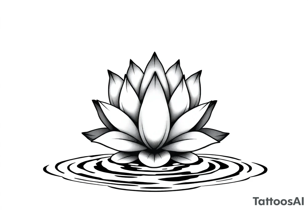 serene lotus flower emerging from sacred waters with ripples tattoo idea