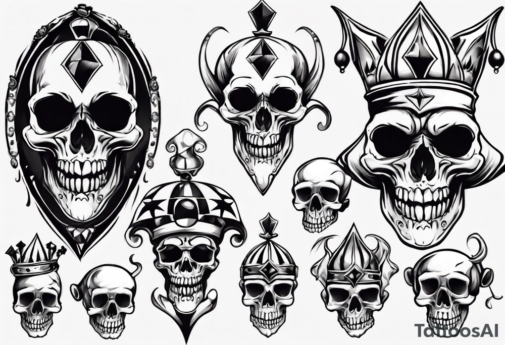 Court jester skull tattoo idea