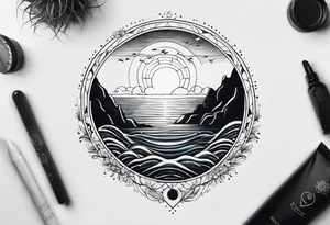 I want a tattoo of the ocean in a circle tattoo idea