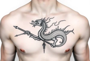 Flow dragon staff fire on the chest tattoo idea