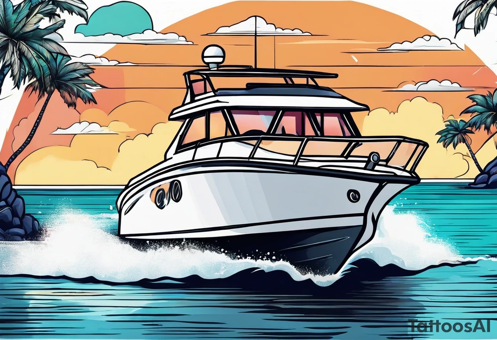 Speed Boat to island of capri tattoo idea