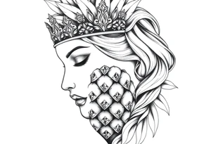 vagina and anus using a  pineapple with diamonds, magestic, crown, tattoo idea