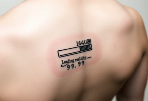"QR-code tattoo that scans to a 10-second loop of:  
- Buffering symbol  
- Text: 'Loading reality... 99.9%'  

Style: High-contrast. Inner wrist." tattoo idea