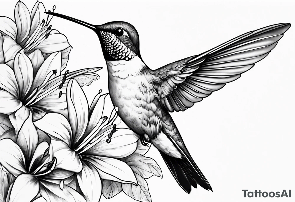 Humming bird and flower tattoo idea