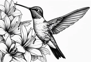 Humming bird and flower tattoo idea