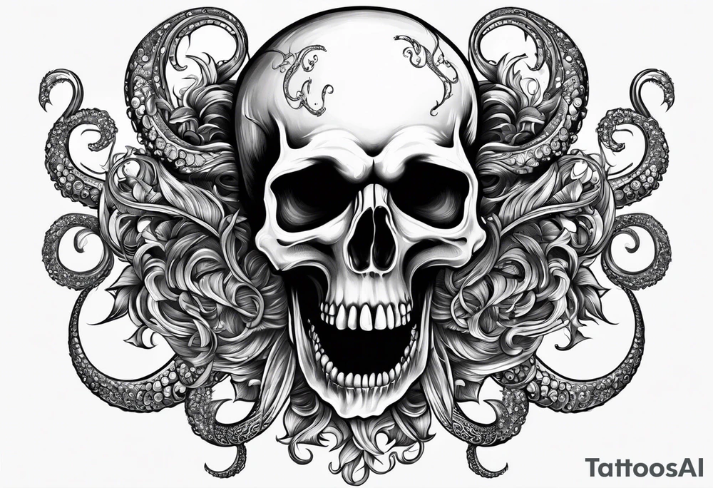 skull with tentacles tattoo idea