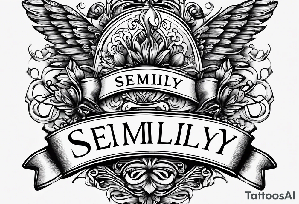 semilly name written in beautiful letters with a small heart tattoo idea