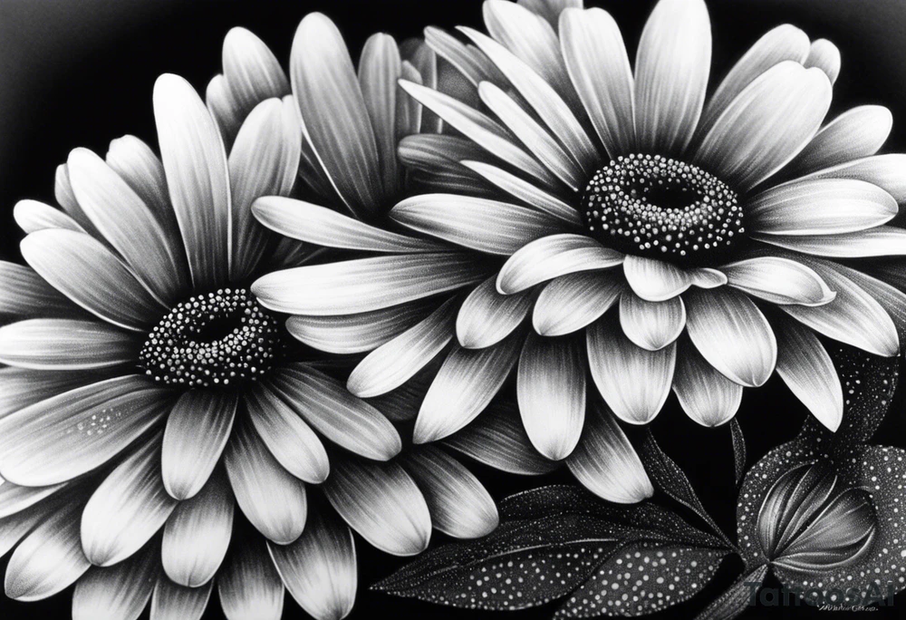 2 Daisys with name tattoo idea