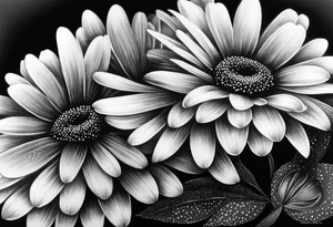 2 Daisys with name tattoo idea