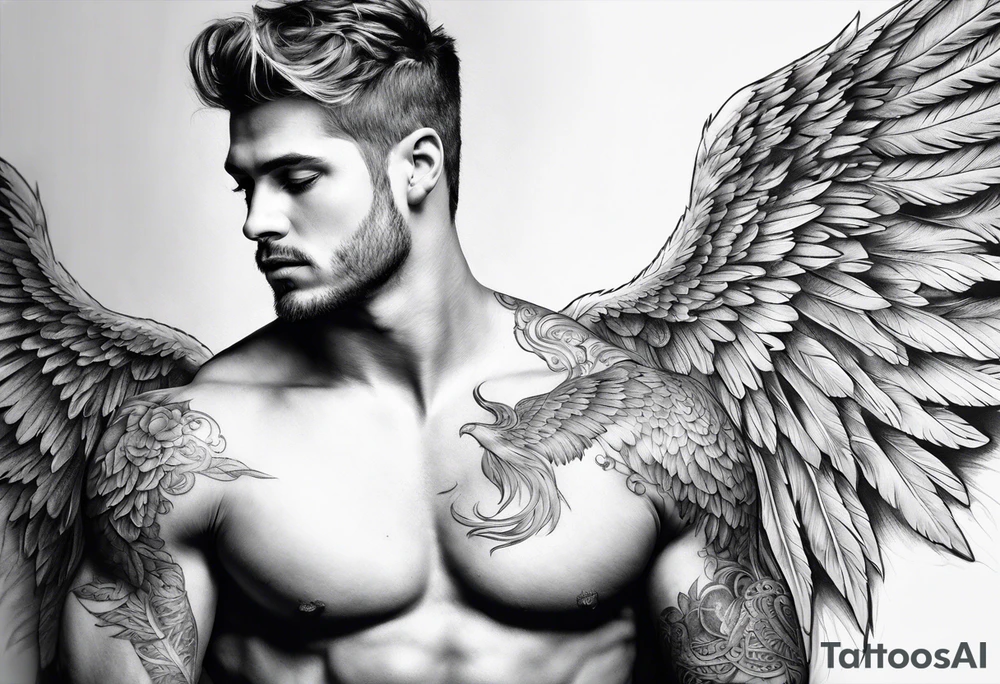 shoulder tattoo 
the falling angel male tattoo idea