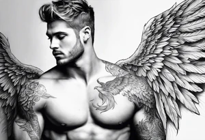 shoulder tattoo 
the falling angel male tattoo idea