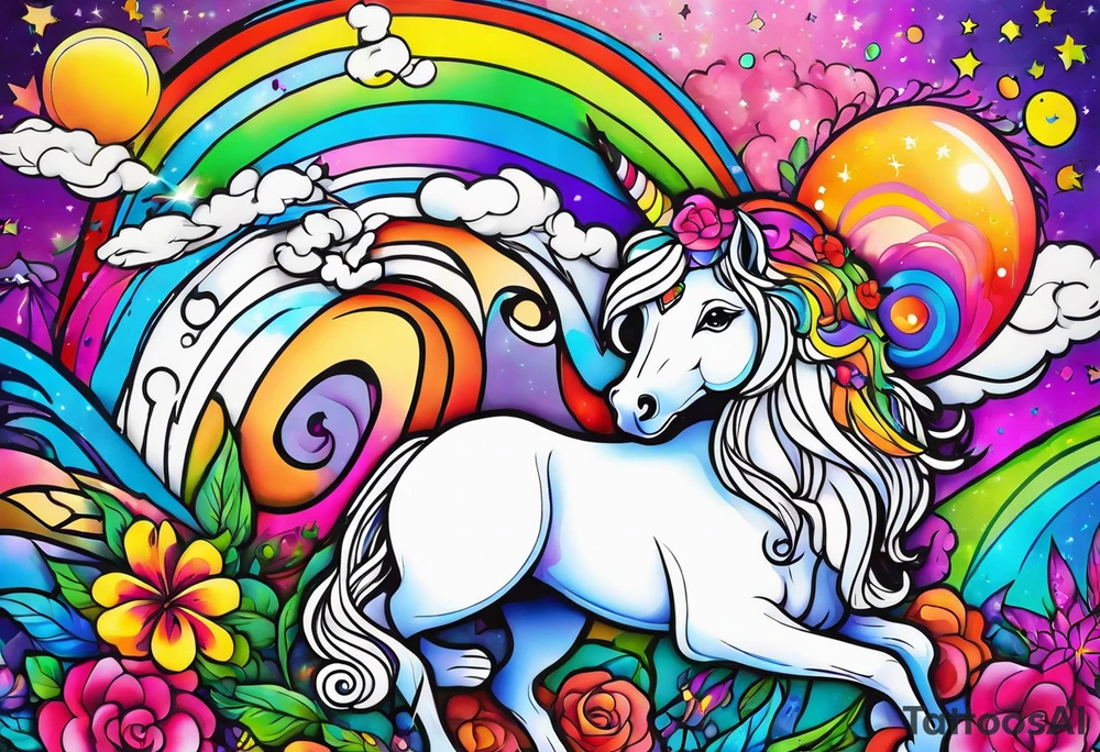 lisa frank inspired tattoo idea