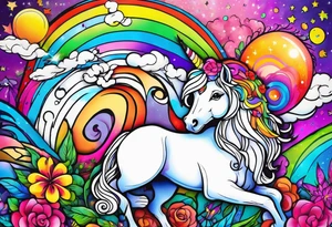 lisa frank inspired tattoo idea