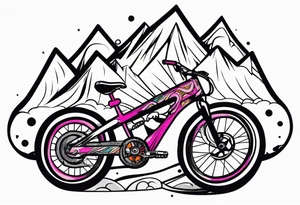 mountain, bike, bull tattoo idea