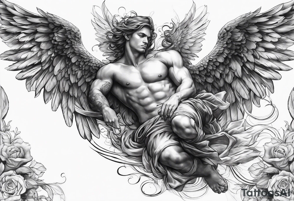 the falling angel male tattoo idea
