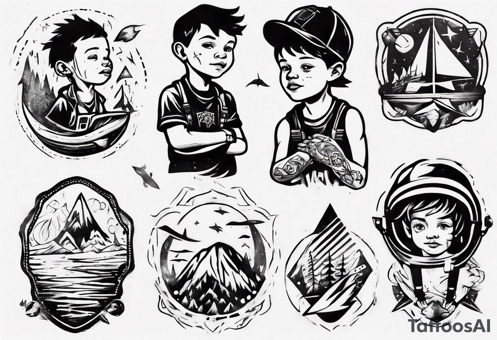 Adventurous kid tattoo idea