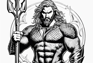 aquaman superhero with trident tattoo idea