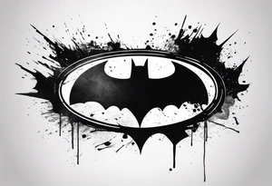 batman symbol, dirty, sketchy tattoo idea