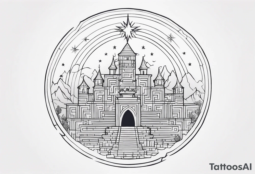 Labyrinth, Castle, North Star tattoo idea