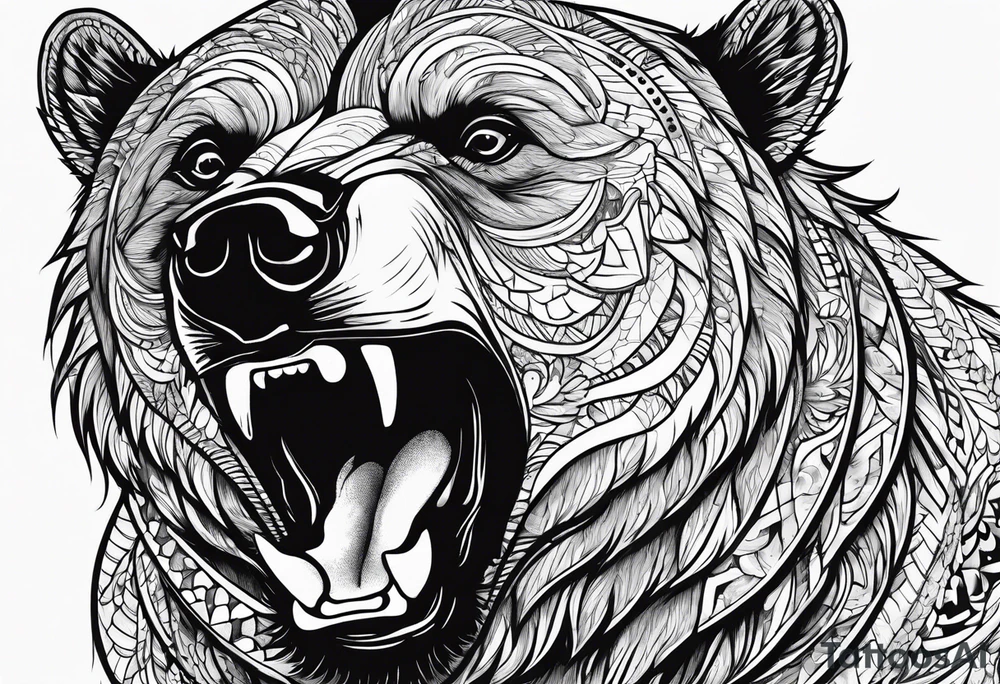 screaming bear tattoo idea