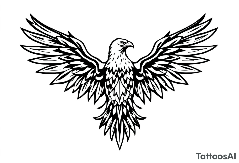 majestic eagle spreading wings against mountain peaks tattoo idea