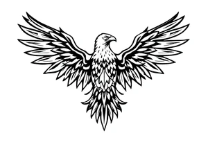 majestic eagle spreading wings against mountain peaks tattoo idea