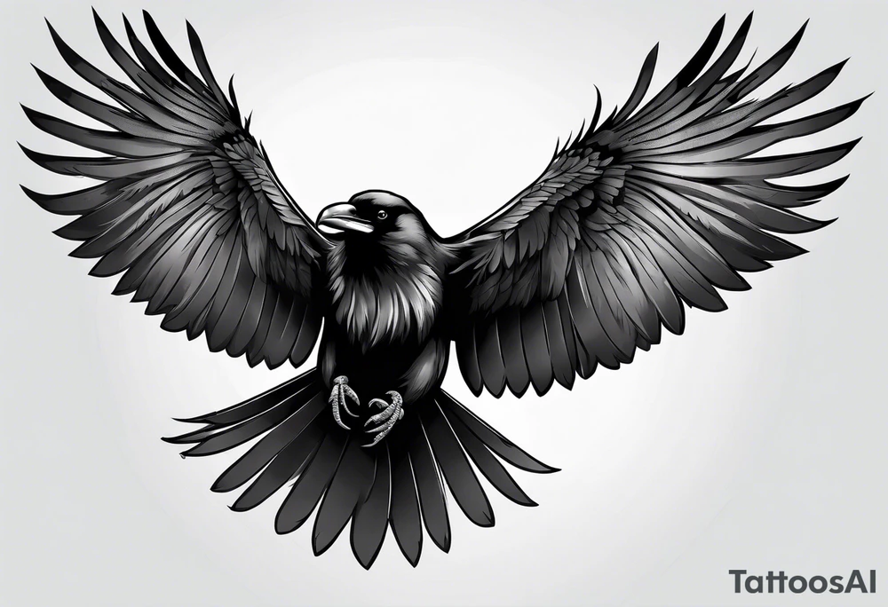crow with open wings tattoo idea