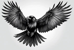 crow with open wings tattoo idea
