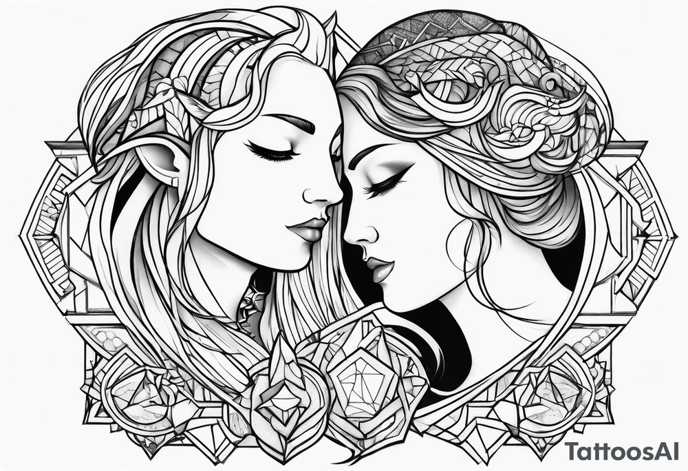 Couple's tattoos capricorn and aquarius tattoo idea