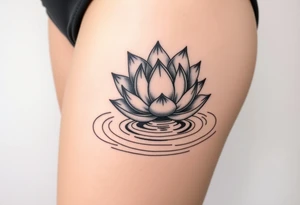 serene lotus flower emerging from sacred waters with ripples tattoo idea