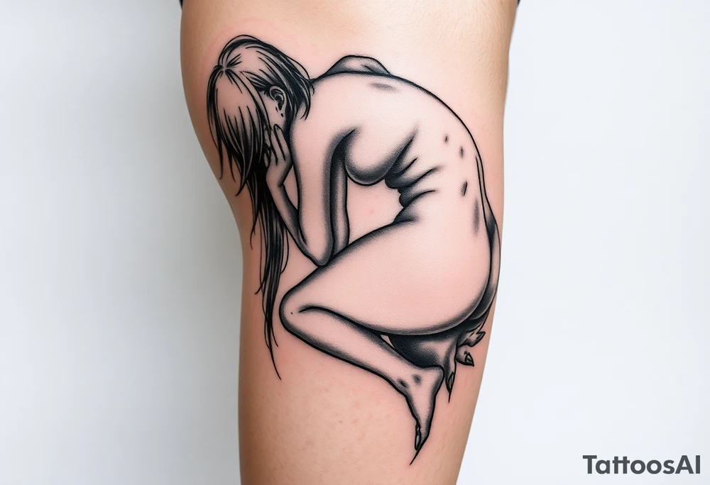 Ahego Anime Girl Full Nude bent over ass up wet and drooling tattoo idea