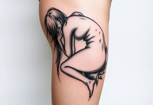 Ahego Anime Girl Full Nude bent over ass up wet and drooling tattoo idea