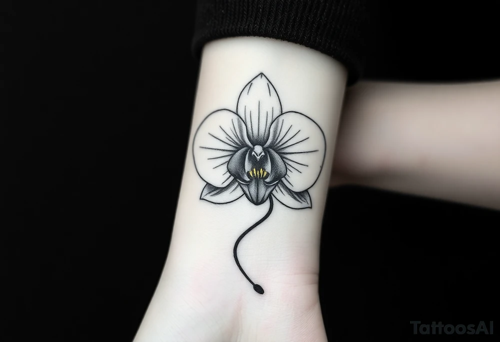 Orchid flower with two butterflies around it tattoo idea
