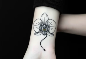 Orchid flower with two butterflies around it tattoo idea
