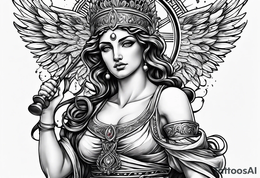 Themis (Greek Goddess of Justice), with blood in her eyes tattoo idea