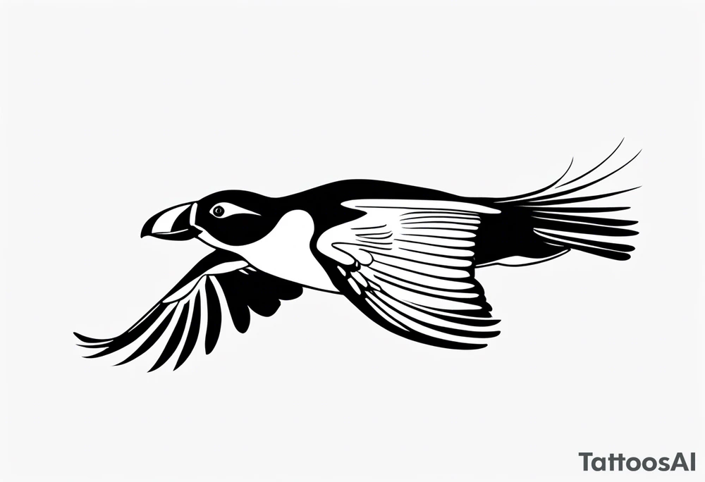 a black flying puffin 
 -  forarm Tattoo tattoo idea